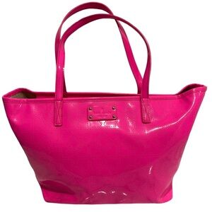 Kate Spade Hot Pink Glossy Vibrant Tote Bag